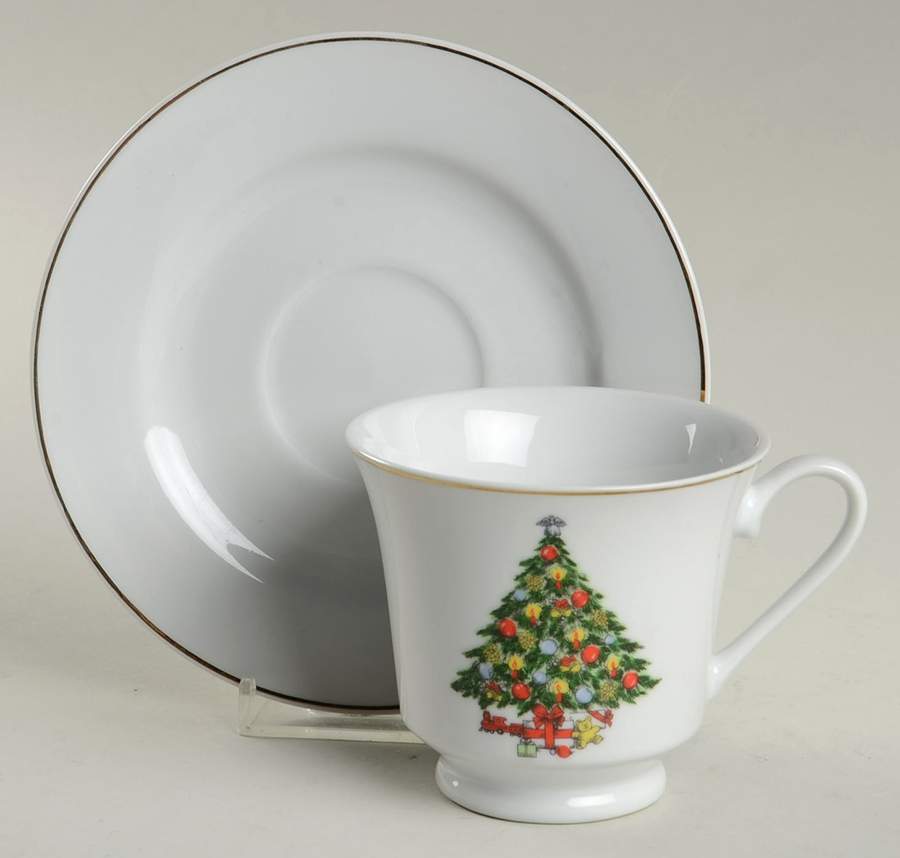Christmas Treasure Footed Cup & Saucer Set by Jamestown-1