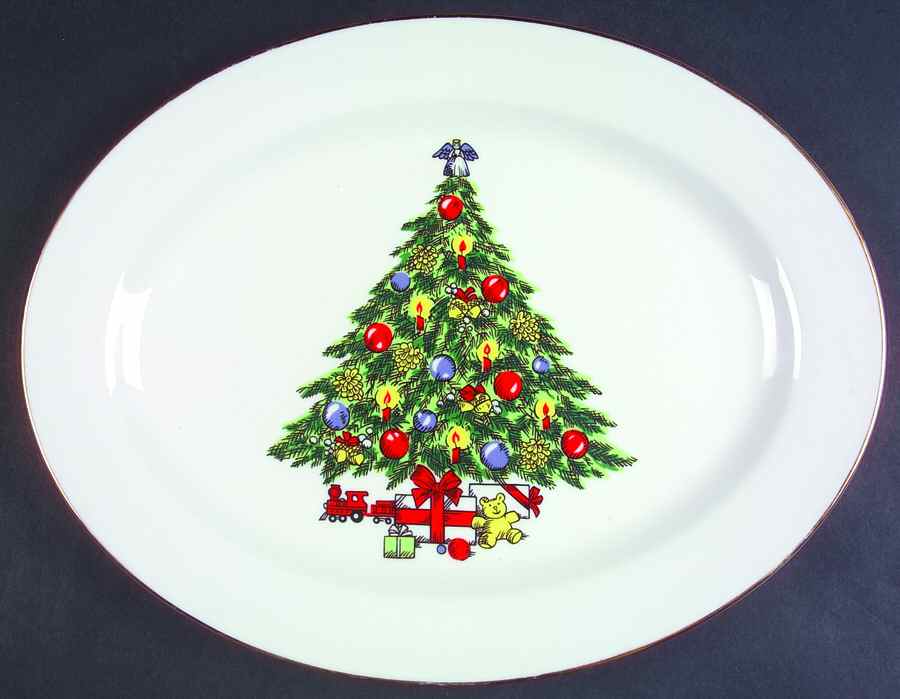 Christmas Treasure 13" Oval Serving Platter by Jamestown-1