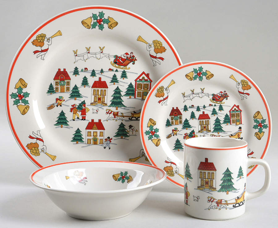 The Joy of Christmas (Smooth, Red Trim) 4 Piece Place Setting by Jamestown-1