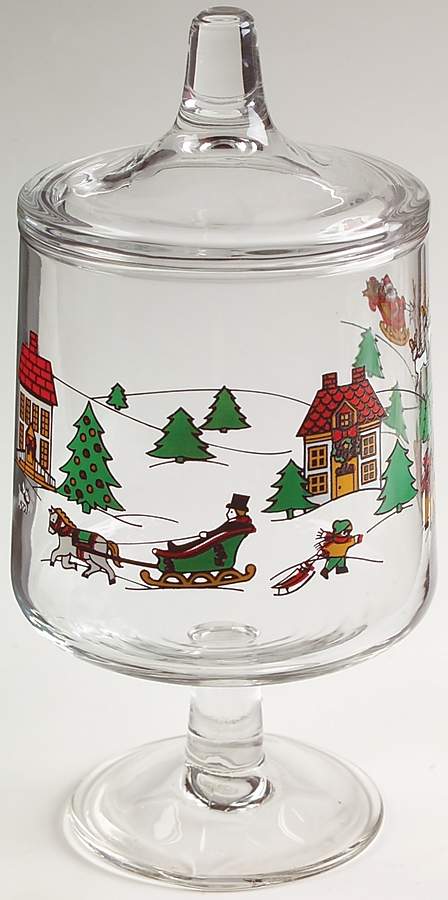 The Joy of Christmas (Smooth, Red Trim) Glassware Candy Jar & Lid by Jamestown-1