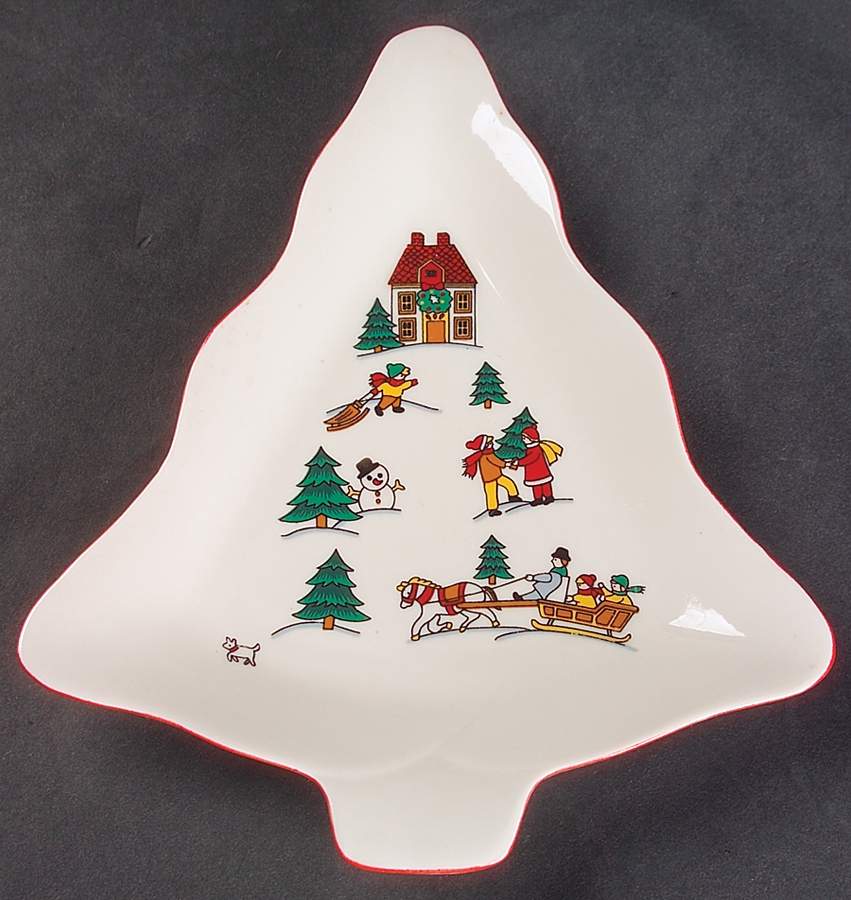 The Joy of Christmas (Smooth, Red Trim) 1 Part Medium Tree Shaped Dish by Jamestown-1