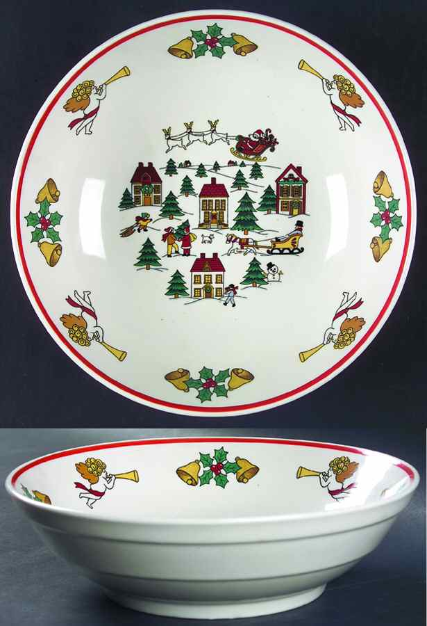 The Joy of Christmas (Smooth, Red Trim) 9" Round Vegetable Bowl by Jamestown-1