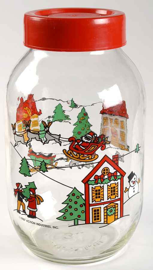 The Joy of Christmas (Smooth, Red Trim) 10" Storage Jar & Lid by Jamestown-1