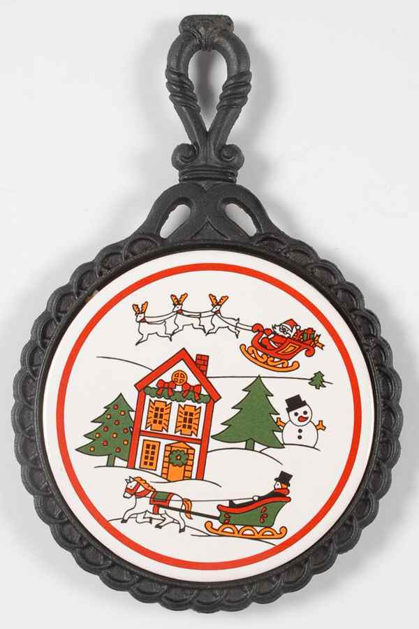 The Joy of Christmas (Smooth, Red Trim) Trivet-Round/Metal Frame by Jamestown-1