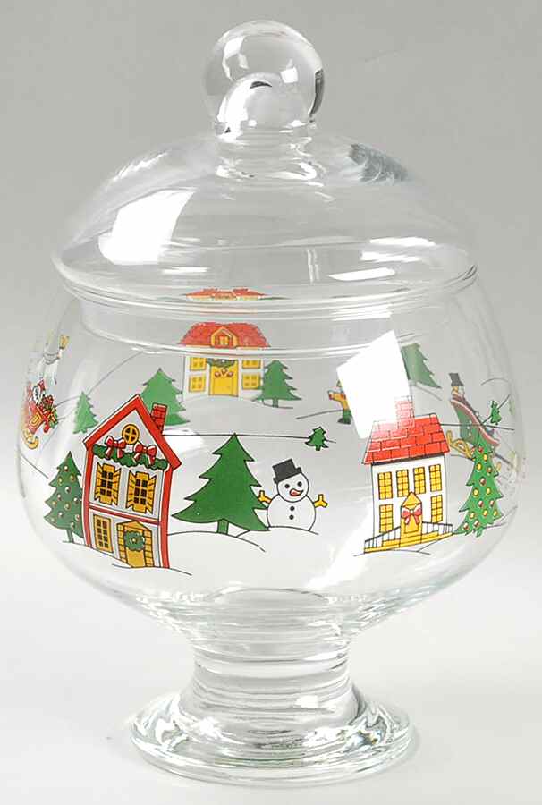 The Joy of Christmas (Smooth, Red Trim) Glassware Candy Jar & Lid by Jamestown-1