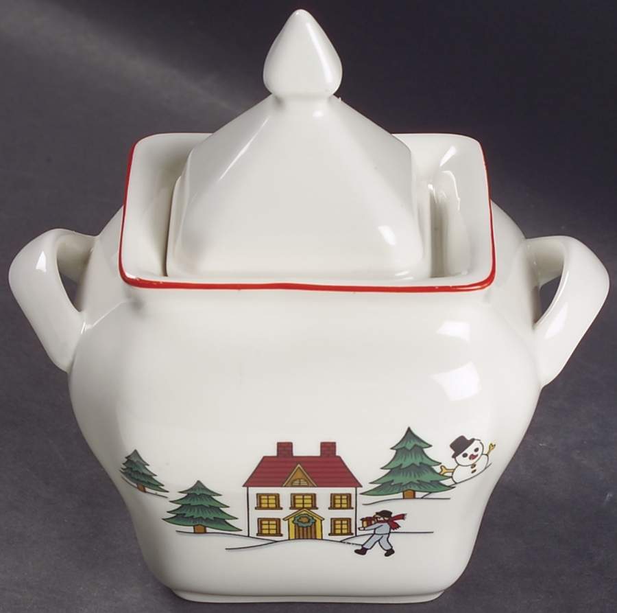 The Joy of Christmas (Smooth, Red Trim) Sugar Bowl & Lid by Jamestown-1