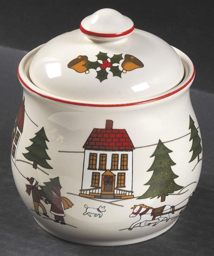 The Joy of Christmas (Smooth, Red Trim) Sugar Bowl & Lid by Jamestown-1