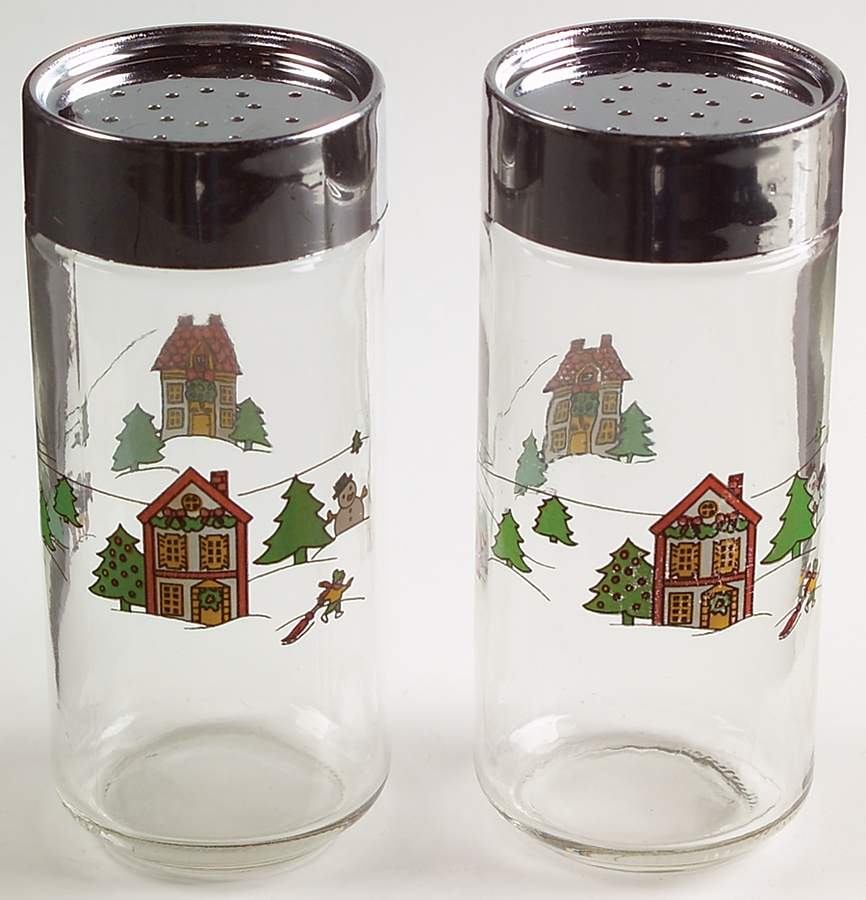 The Joy of Christmas (Smooth, Red Trim) Glassware Salt and Pepper Set by Jamestown-1