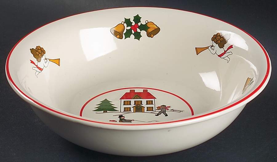 The Joy of Christmas (Smooth, Red Trim) 9" Round Vegetable Bowl by Jamestown-1