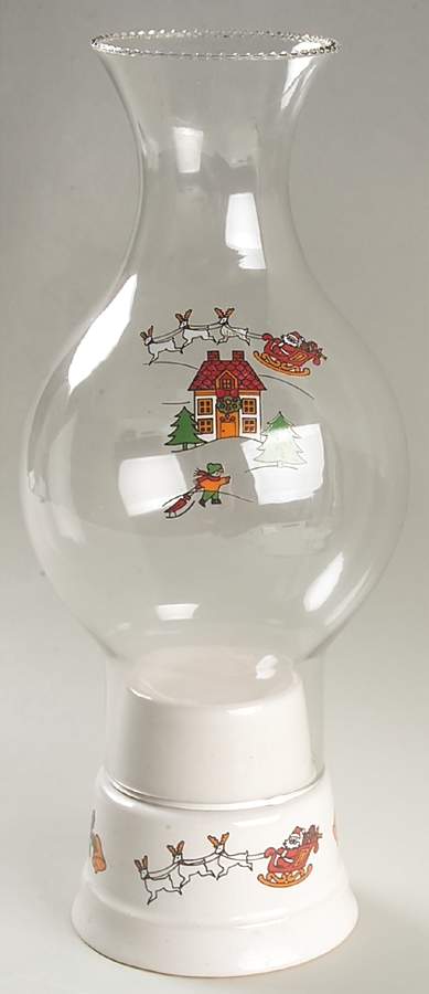 The Joy of Christmas (Smooth, Red Trim) Hurricane Lamp & Globe by Jamestown-1