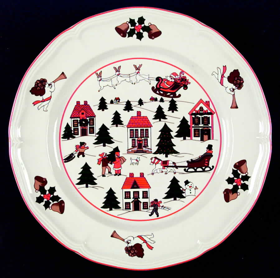 Joy of Christmas (Scalloped, Red Trim) Dinner Plate by Jamestown-1
