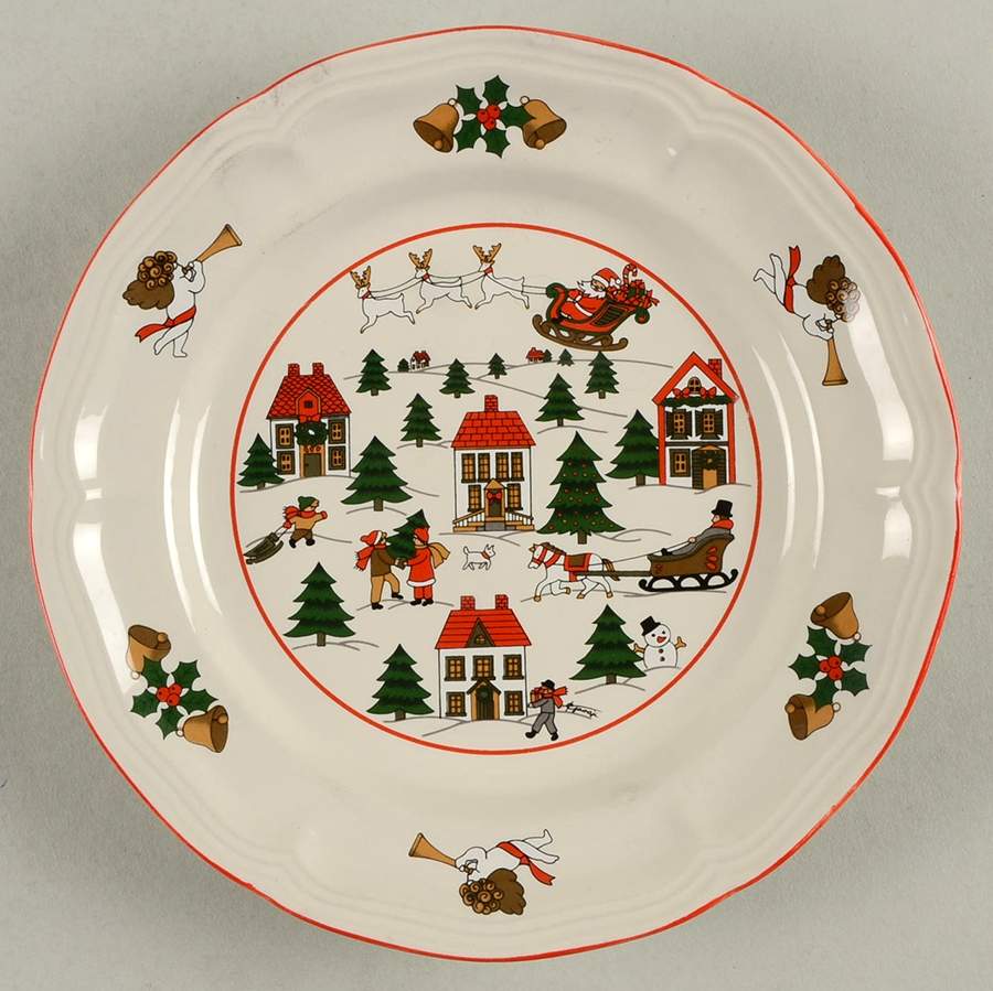 Joy of Christmas (Scalloped, Red Trim) Salad Plate by Jamestown-1