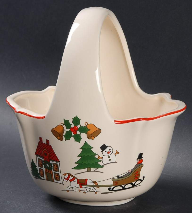 Joy of Christmas (Scalloped, Red Trim) Small Basket by Jamestown-1
