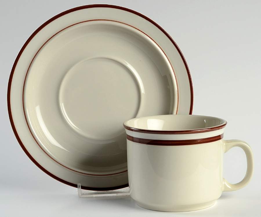 Bavarian Brown Flat Cup & Saucer Set by Japan-1
