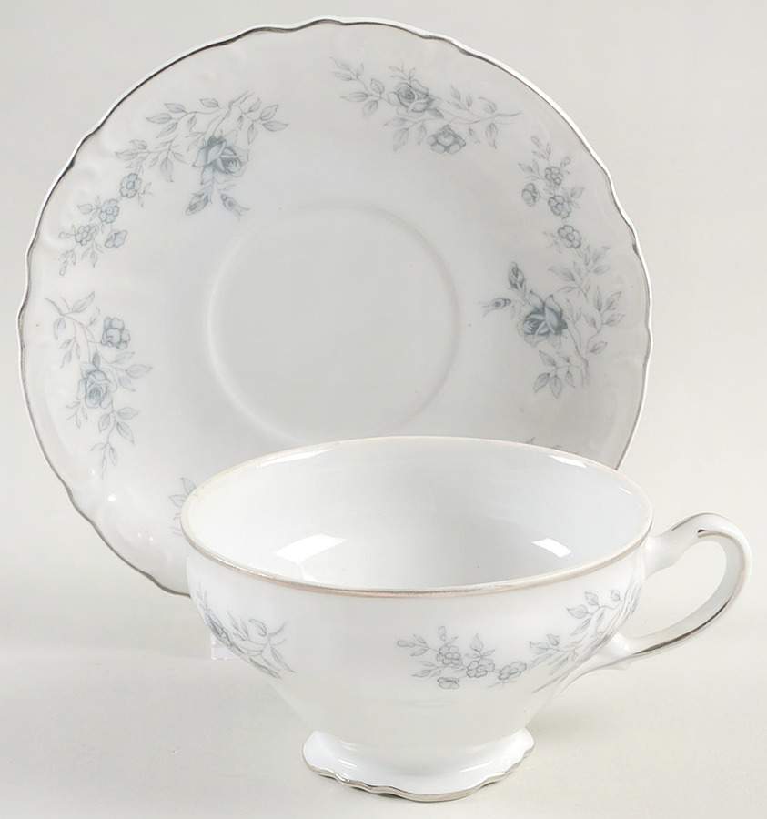 Blue Dawn (Platinum Trim) Footed Cup & Saucer Set by Japan-1