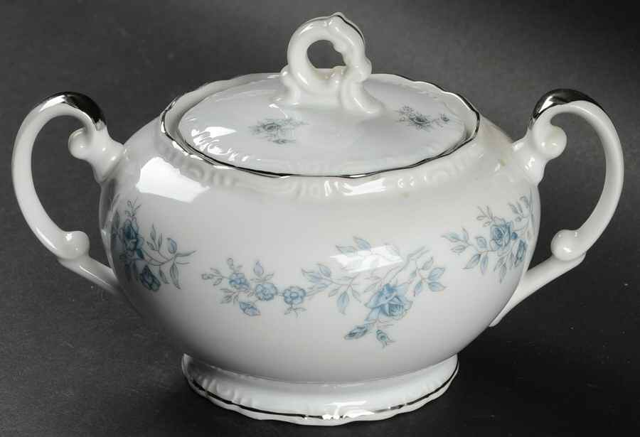 Blue Dawn (Platinum Trim) Sugar Bowl & Lid by Japan-1