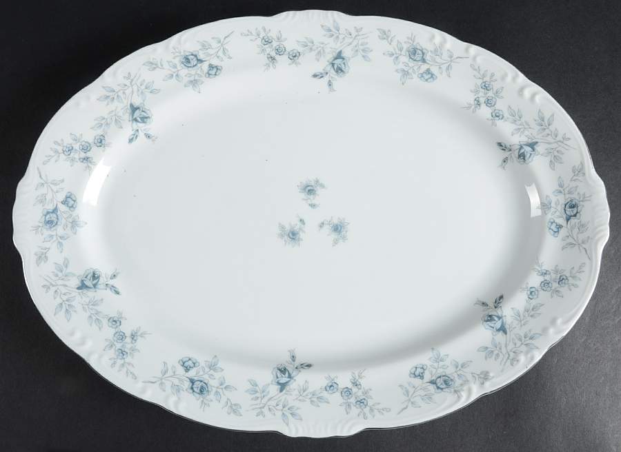 Blue Dawn (Platinum Trim) 14" Oval Serving Platter by Japan-1