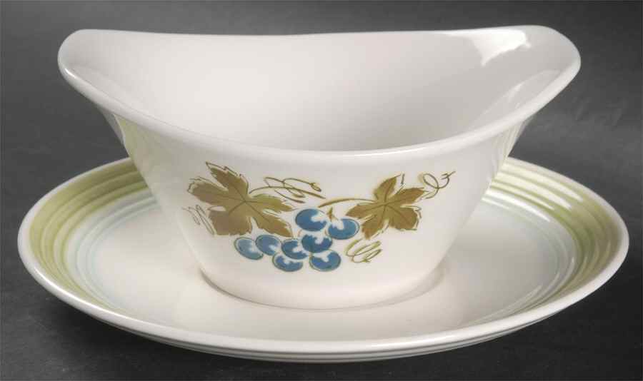 Blue Grapes Gravy Boat & Underplate by Sears-1