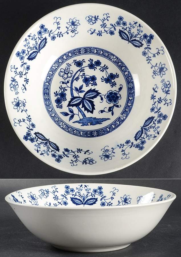 Blue Onion (Earthenware, Innerband) 8" Round Vegetable Bowl by Japan-1