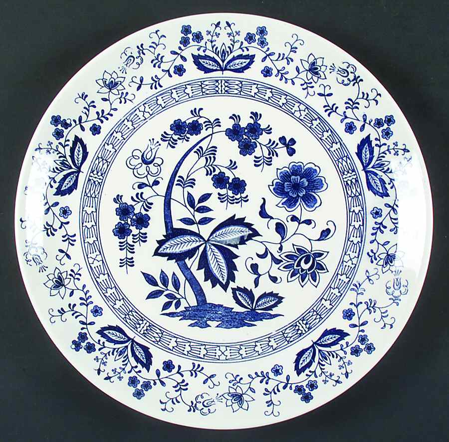 Blue Onion (Earthenware, Innerband) 11" Chop Plate (Round Platter) by Japan-1