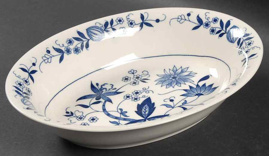 Blue Onion 10" Oval Vegetable Bowl by Japan-1