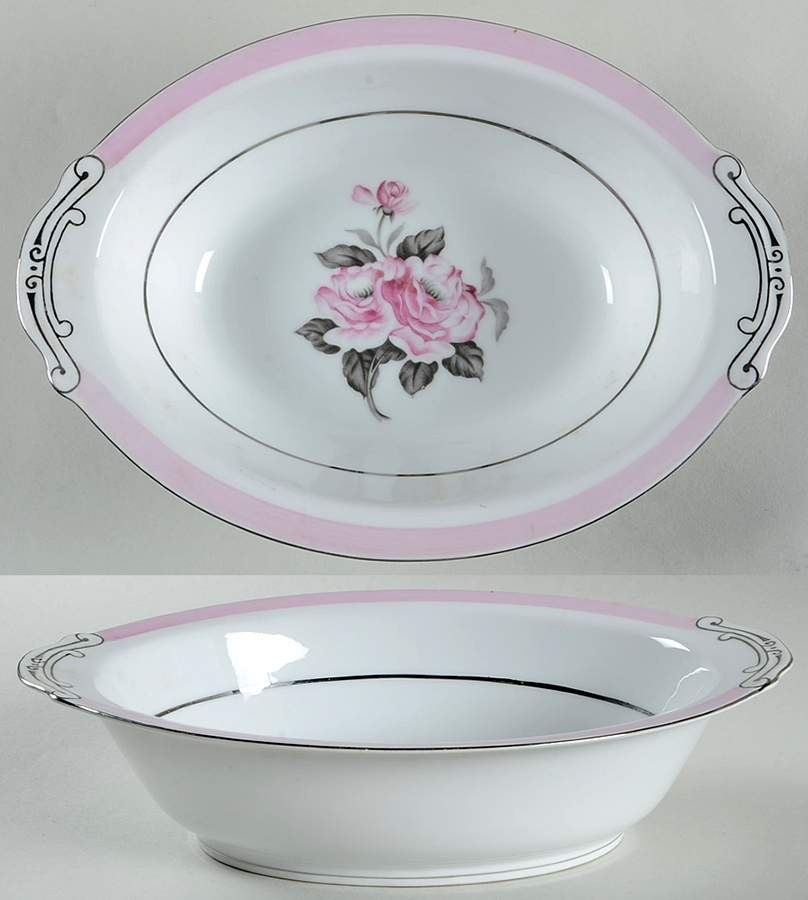 Blushing Rose 10" Oval Vegetable Bowl by Japan-1