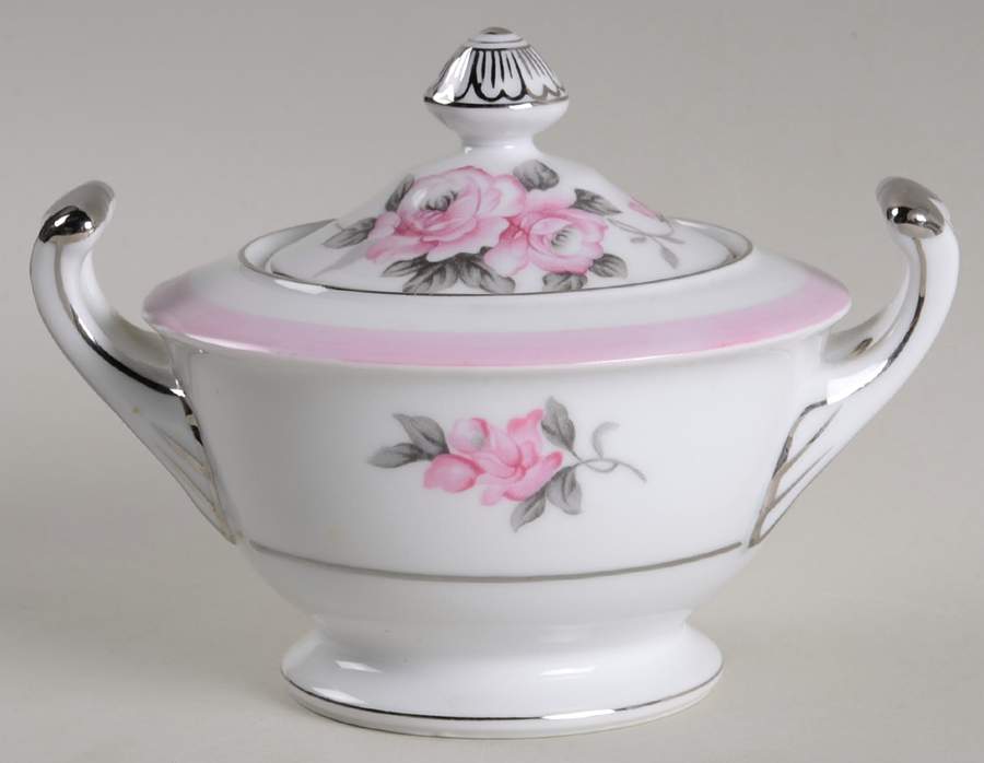 Blushing Rose Sugar Bowl & Lid by Japan-1