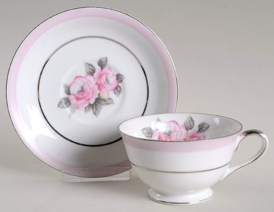 Blushing Rose Footed Cup & Saucer Set by Japan-1