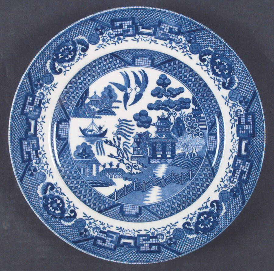 Blue Willow (No Gold, "Made In Japan") Luncheon Plate by Japan-1