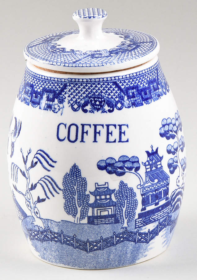 Blue Willow (No Gold, "Japan" Only) Coffee Canister No Lid by Japan-1