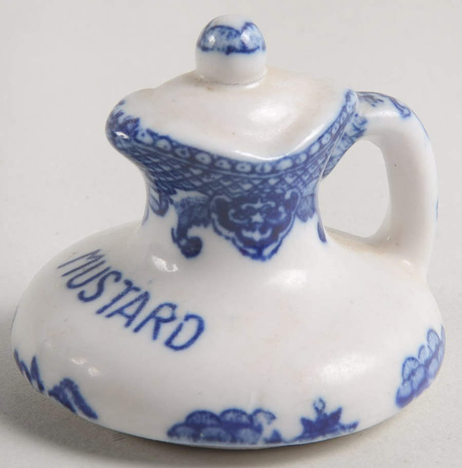Blue Willow (No Gold, "Japan" Only) Mustard with Lid Condiment Set, Lid Only by Japan-1