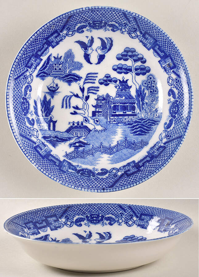Blue Willow (No Gold, "Japan" Only) Coupe Soup Bowl by Japan-1