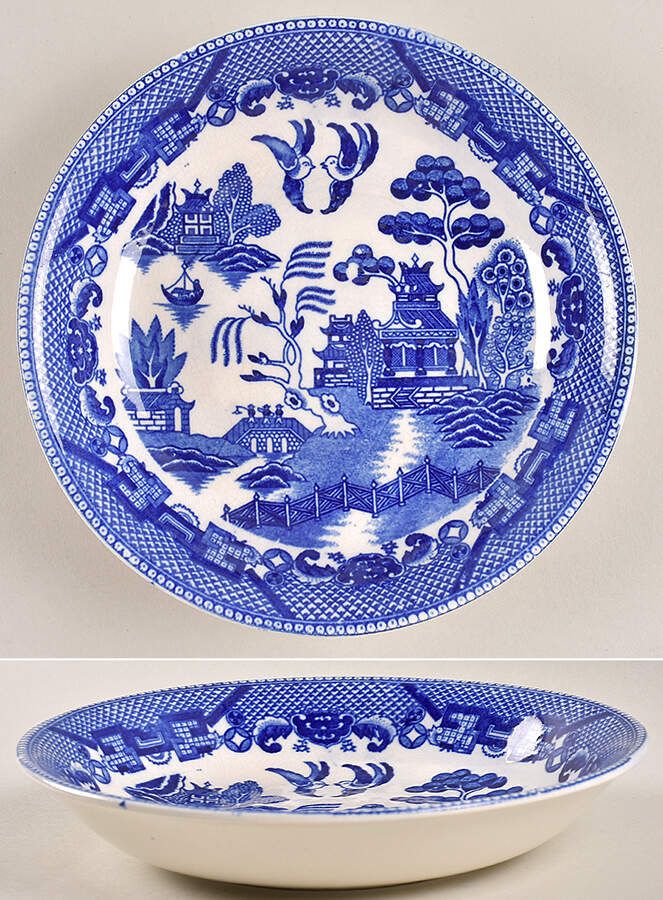 Blue Willow (No Gold, "Japan" Only) Coupe Soup Bowl by Japan-1