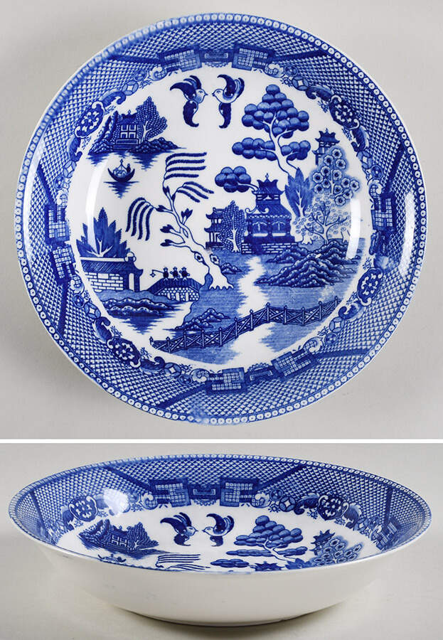 Blue Willow (No Gold, "Japan" Only) Coupe Soup Bowl by Japan-1