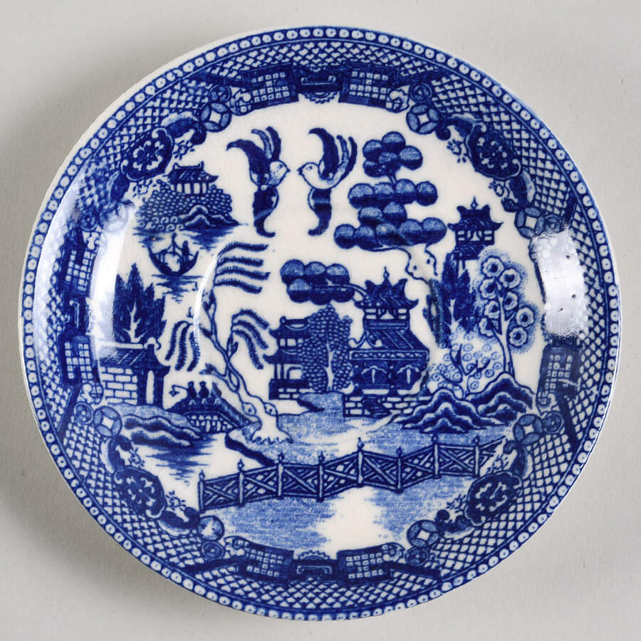 Blue Willow (No Gold, "Japan" Only) Saucer for Footed Demitasse Cup by Japan-1