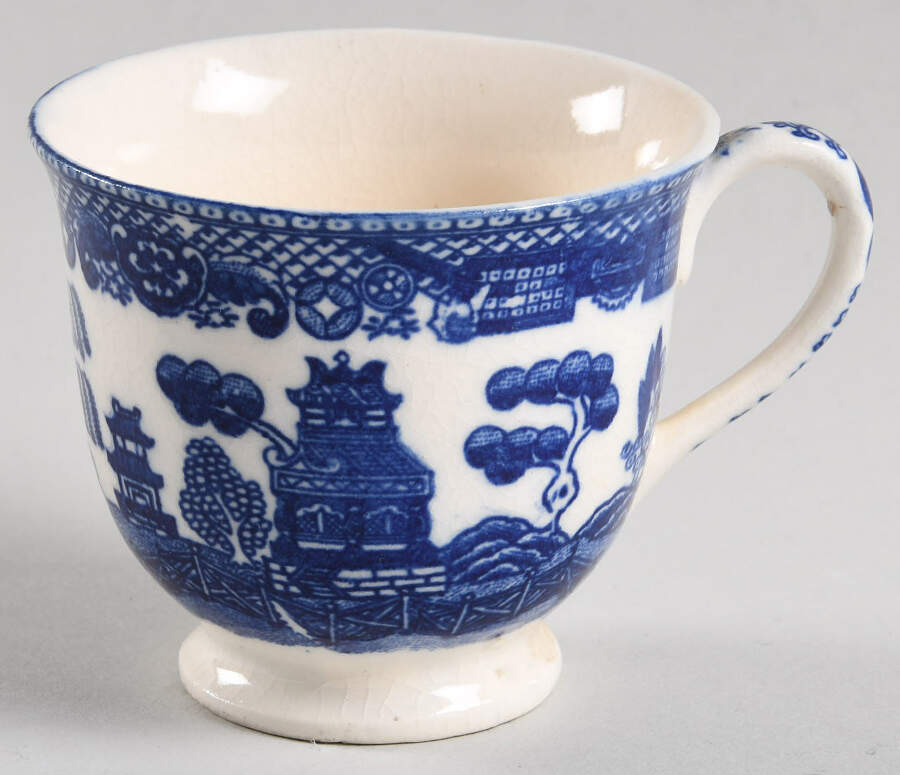 Blue Willow (No Gold, "Japan" Only) Footed Demitasse Cup by Japan-1