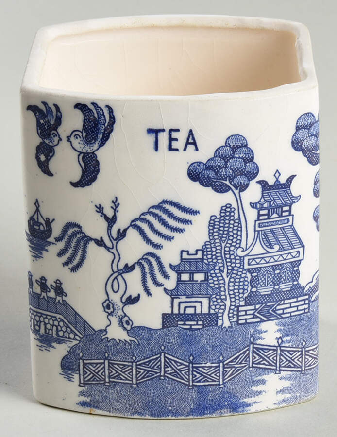 Blue Willow (No Gold, "Japan" Only) Tea Canister No Lid by Japan-1