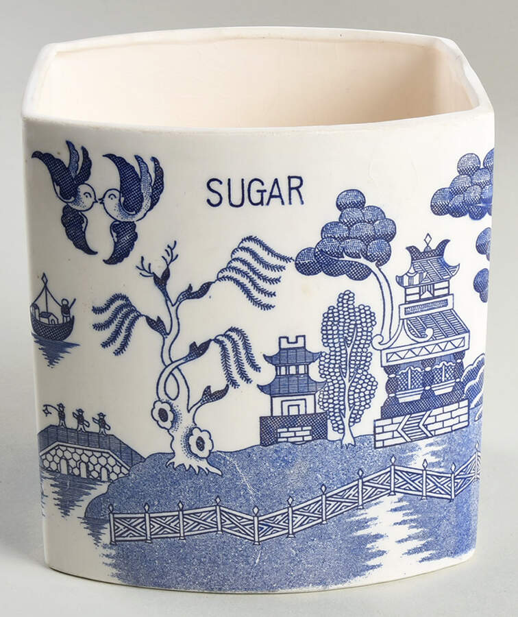 Blue Willow (No Gold, "Japan" Only) Sugar Canister No Lid by Japan-1