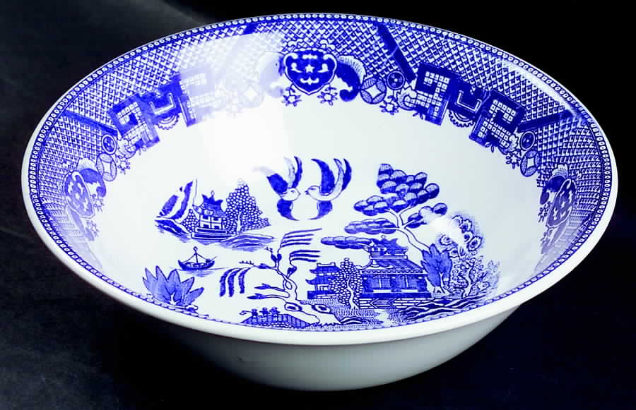 Blue Willow (No Gold, "Japan" Only) 9" Round Vegetable Bowl by Japan-1