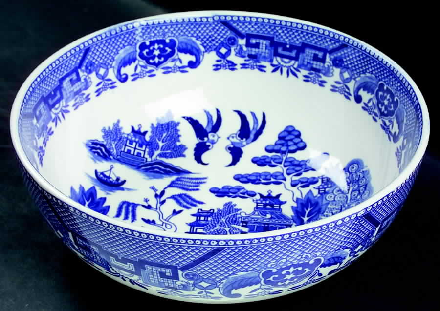 Blue Willow (No Gold, "Japan" Only) 9" Salad Serving Bowl by Japan-1