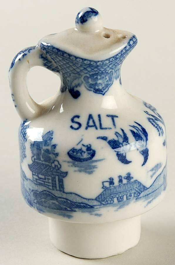 Blue Willow (No Gold, "Japan" Only) Condiment Set, Salt Only by Japan-1