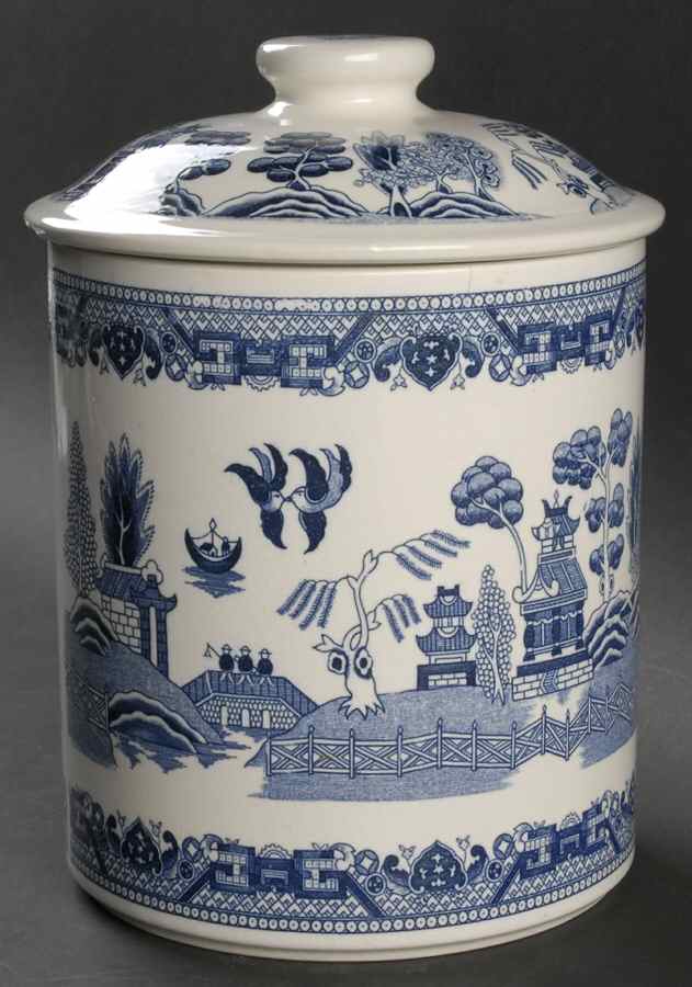 Blue Willow (No Gold, "Japan" Only) Extra Large Canister & Lid by Japan-1
