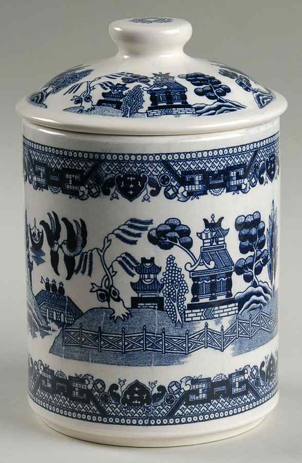Blue Willow (No Gold, "Japan" Only) Medium Canister & Lid by Japan-1