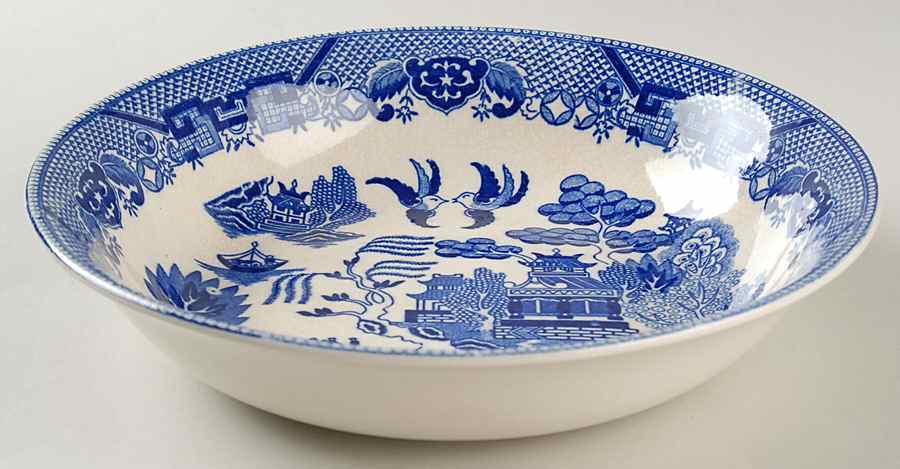 Blue Willow (No Gold, "Japan" Only) 9" Round Vegetable Bowl by Japan-1