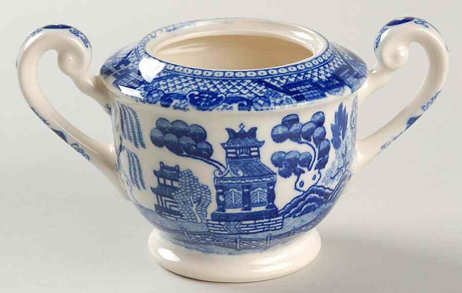 Blue Willow (No Gold, "Japan" Only) Sugar Bowl No Lid by Japan-1