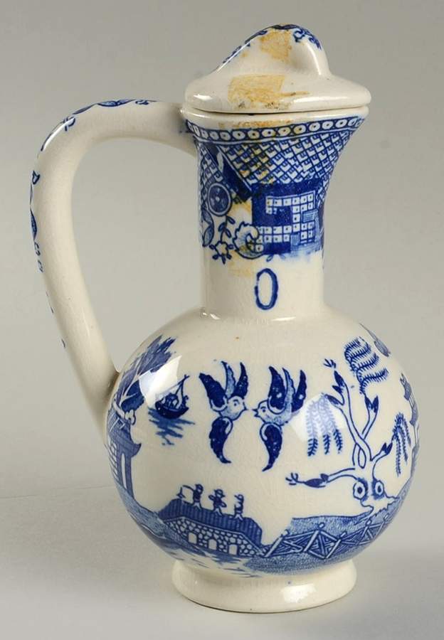 Blue Willow (No Gold, "Japan" Only) Oil Cruet and Stopper by Japan-1