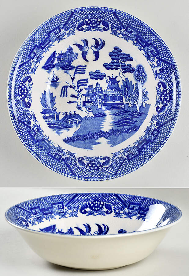 Blue Willow (Occupied, No Trim) 9" Round Vegetable Bowl by Japan-1