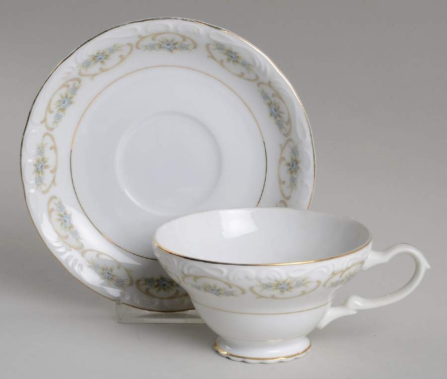 Cameo Footed Cup & Saucer Set by Japan-1