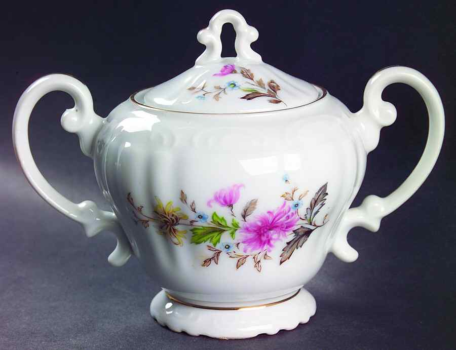 Chrysanthemum Sugar Bowl & Lid by Japan-1
