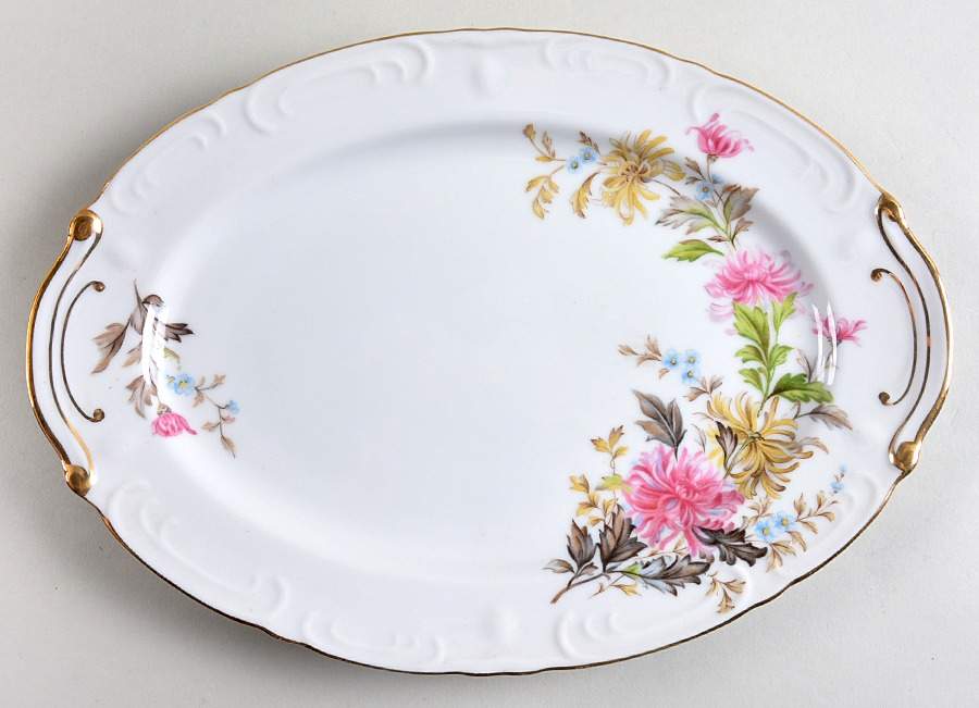 Chrysanthemum 12" Oval Serving Platter by Japan-1